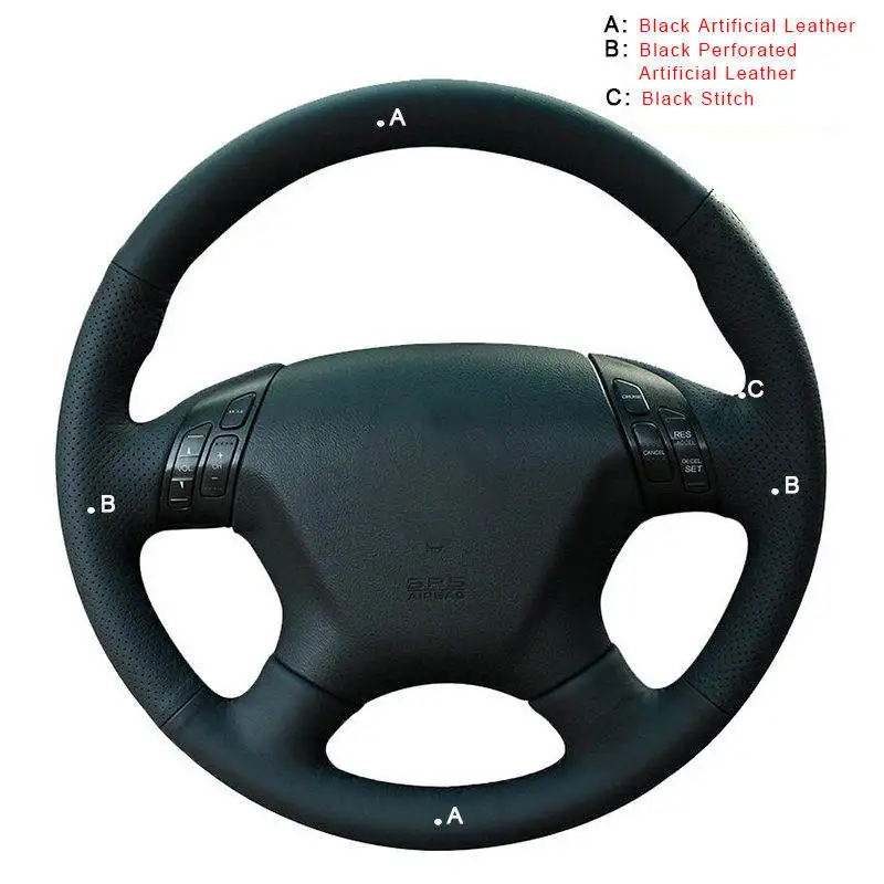 Artificial Leather Авто оплетка на руле Крышка для Honda Accord 7 2003-2007 Odyssey 2005-2010 ручной сшитый автомобиль оплетка колеса крышки - Название цвета: Artificial Leather