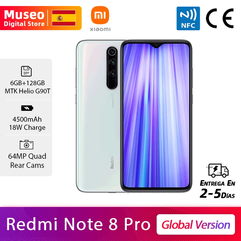 Xiaomi Redmi Note 8 Pro, Versión Global, 6GB RAM 128GB ROM, MTK Helio G90T móvil, Quad CÁMARA DE 64MP, 4500mAh 18W QC3.0 UFS 2.1, €12 Code:11112020ES12 on 11.11 09:00