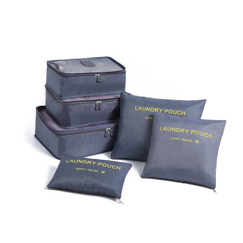 6PCS/Lot Travel Organizer Bags High Quality Popular Storage Bag Suitcase Home Closet Bags Hot Sale Clothes Organizer Pouch - Цвет: Grey