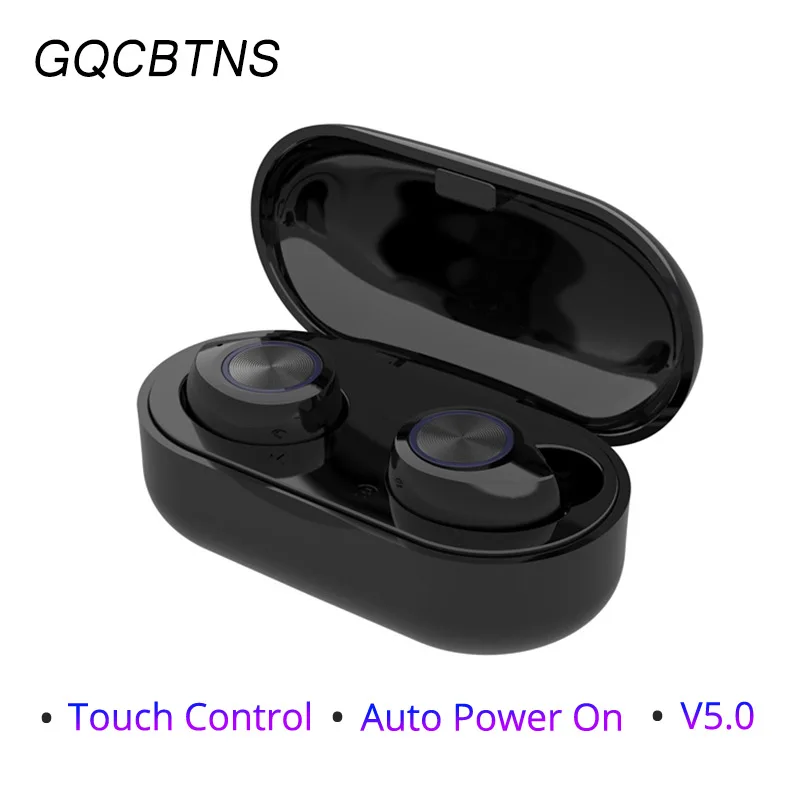 Black TW60 Мини Bluetooth наушники сенсорное управление гарнитура с микрофоном водонепроницаемые настоящие беспроводные наушники для IOS/Android samsung все телефоны - Цвет: Black