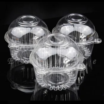 

NEW 100pcs Clear Plastic Single Cupcake Cake Case Muffin Dome Holder Box Container