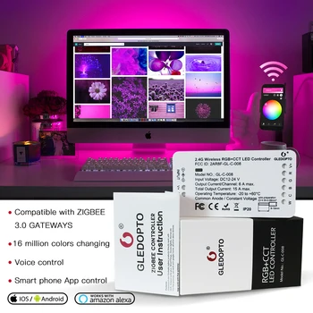 

GLEDOPTO ZIGBEE Led controller RGB+CCT RGBW RGB WW/CW zigbee controller dc12-24v smart zll app controller workwith aleax plusle