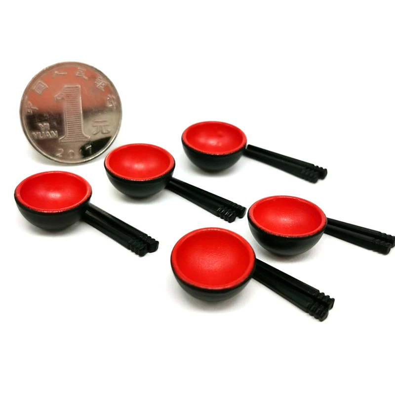 5 Bowls+5 Pairs Chopsticks Set 1/12 Scale Miniature Dollhouse Chinese Dish Tableware Set Miniature Pretend Kitchen Toy