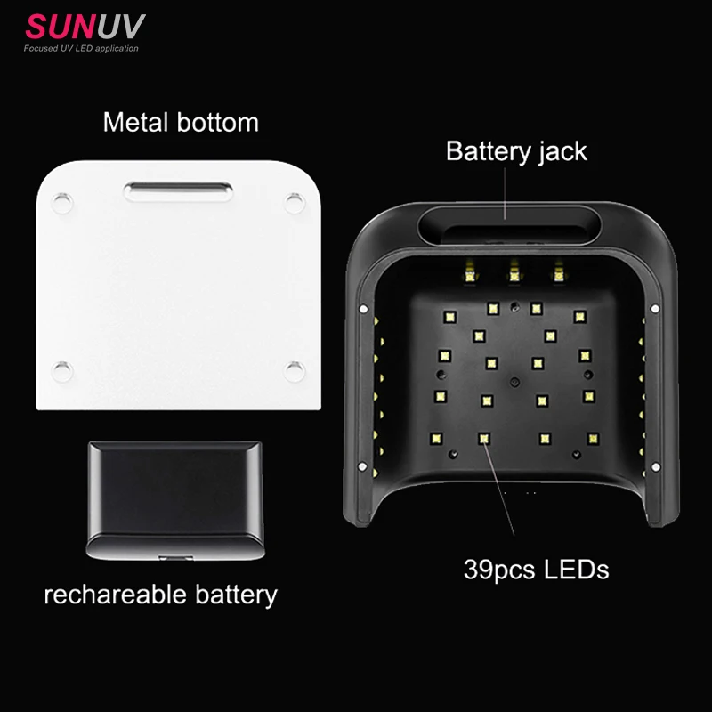 SUNUV SUN3s Wireless UV Lamp with A Replaceable Battery 39pcs Leds For Manicure Gel Nail Dryer 2