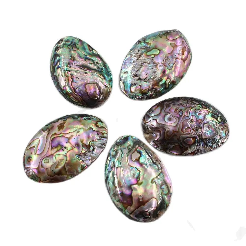 

APDGG 20x40-22x42mm 5Pcs Oval Natural Green Abalone Shell White Shell Back Loose Beads For Necklace Pendant Earrings Jewelry DIY
