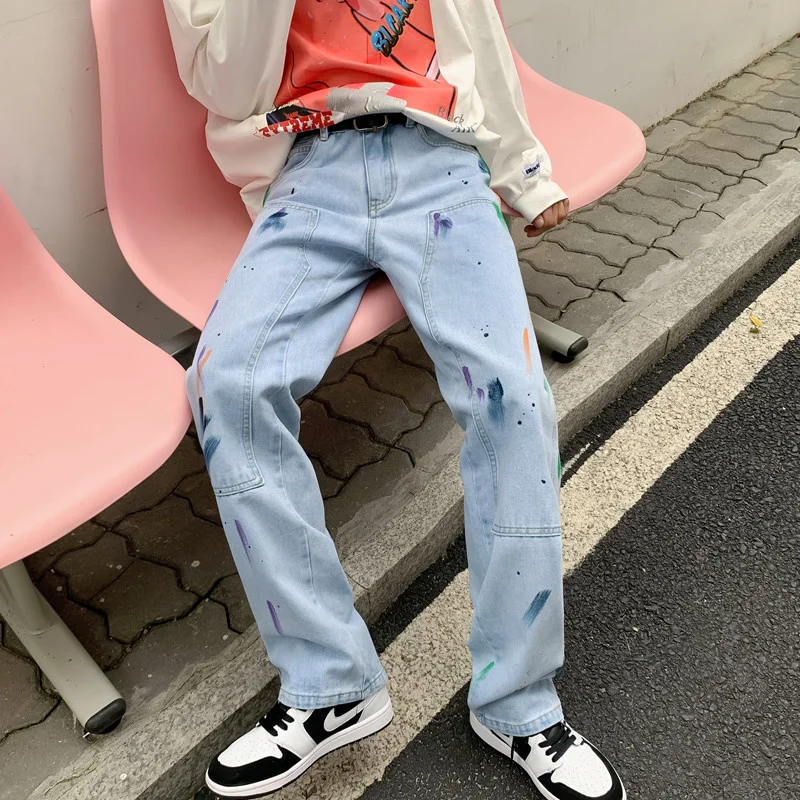 Cotone Graffiti Jeans uomo moda retrò Baggy Casual Jeans dritti uomo  Streetwear pantaloni larghi Hip hop Denim pantaloni uomo S 2XL|Jeans| -  AliExpress