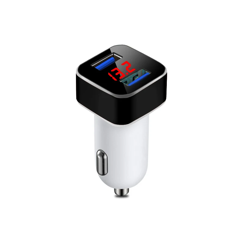 black 3.1A устройство для автомобиля с двумя портами USB Зарядное устройство 2 Порты и разъёмы ЖК-дисплей Дисплей 12-24V прикуриватель зажигалка Адаптер для быстрого автомобильного Зарядное устройство Мощность адаптер - Тип штекера: black