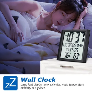 

Wall Clock Bedroom Modern Design Digital Display Living Room Calendar Big Screen Wall Clock