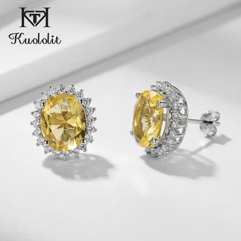 

Kuololit New Arrival Diaspore Gemstone Stud Earrings for Women Solid 925 Sterling Silver Color Change Yellow Pink Sultanite