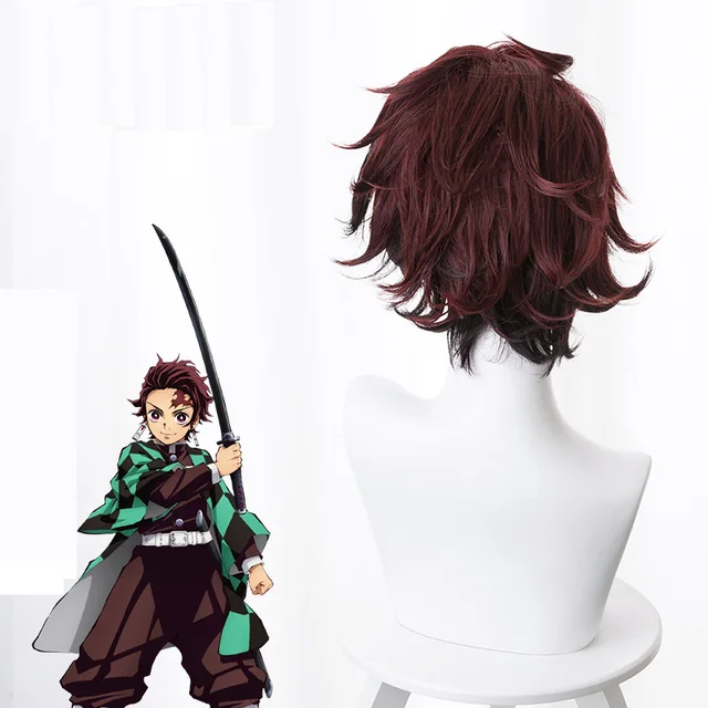 Anime Tanjiro Kamado Cosplay Wig Short Chestnut Brown Heat Resistant Hair  Cosplay Wigs + Ear-Rings - AliExpress