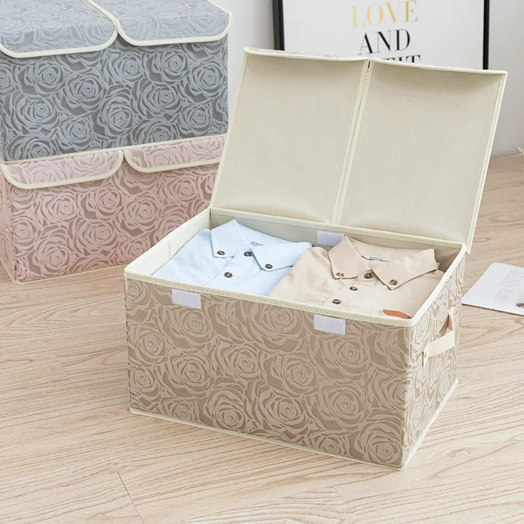 New Style Storage Box Double Cover Organizing Storage Box Foldable Storage Box Nonwoven Fabric Currently Available Supply