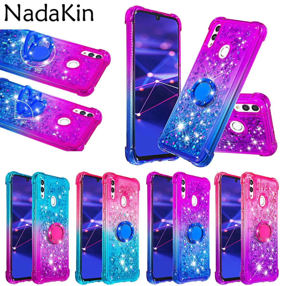 

Luxury Gradiente Quicksand Cover for iPhone X XS MAX XR 6 6S 7 8 Plus Back Finger Ring Fitted Liquid Sand Shockproof Case Shell