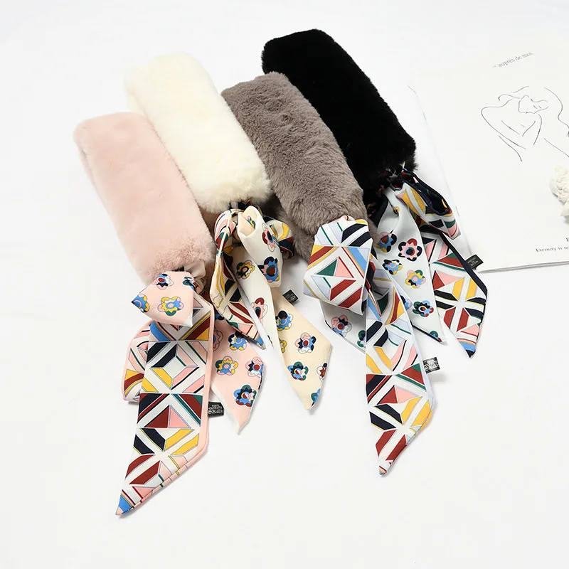 Fashion Scarf New Lace-Up Collar Korean  Of The Faux Fur Collar Stitching Autumn Winter Wild Fashion Keep Warm Scarf  WD17 (3)