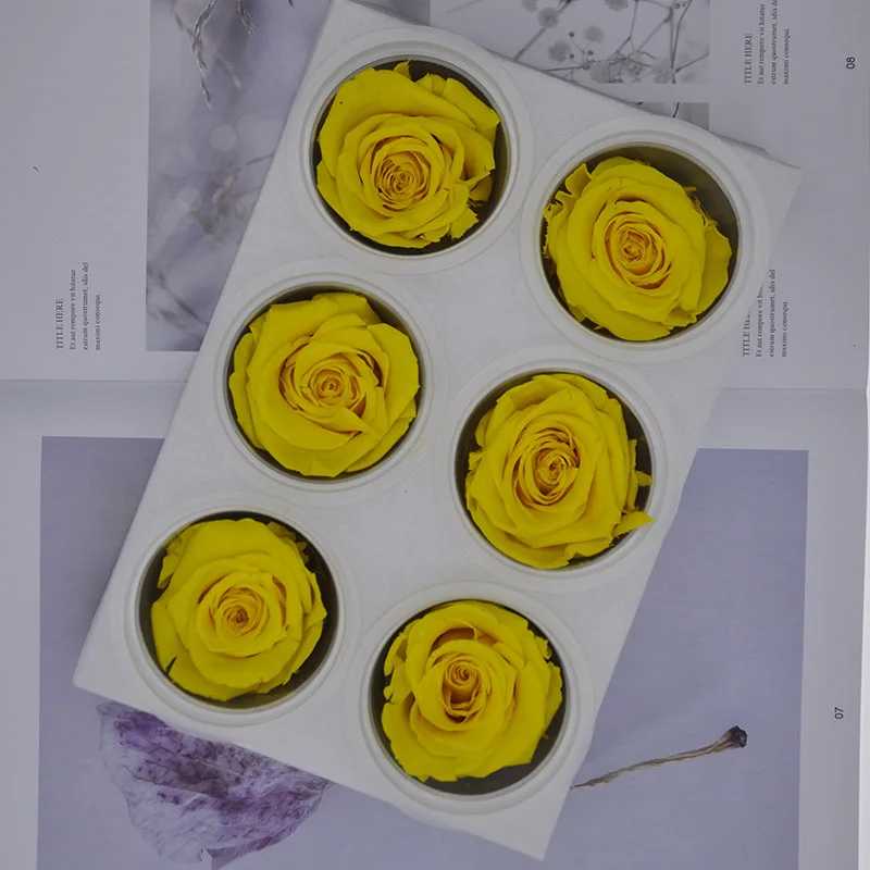 6pcs/box Flowers Rose 5-6CM Preserved Eternal Roses Box Christmas Valentine's Gifts Forever Everlasting Rose Flowers
