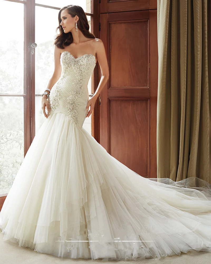 Vestido De Noiva Пышное сексуальное Русалка Тюль Винтаж кружева Vestidos De свадебное платье Casamento платья для матери невесты