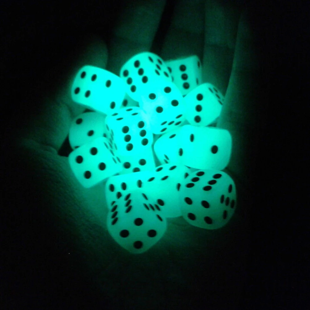 4PCS Fillet Black Pips Luminous Dice 6 Sides For Boardgame Night Bar KTV Block Brick Set 14mm