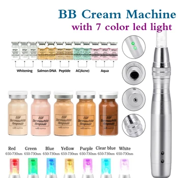 

7 LED light bb cream pen bb stayve ampoule silver Microneedle Derma pen Rolling System for Skin WhiteningBB cream BB Serum Pen