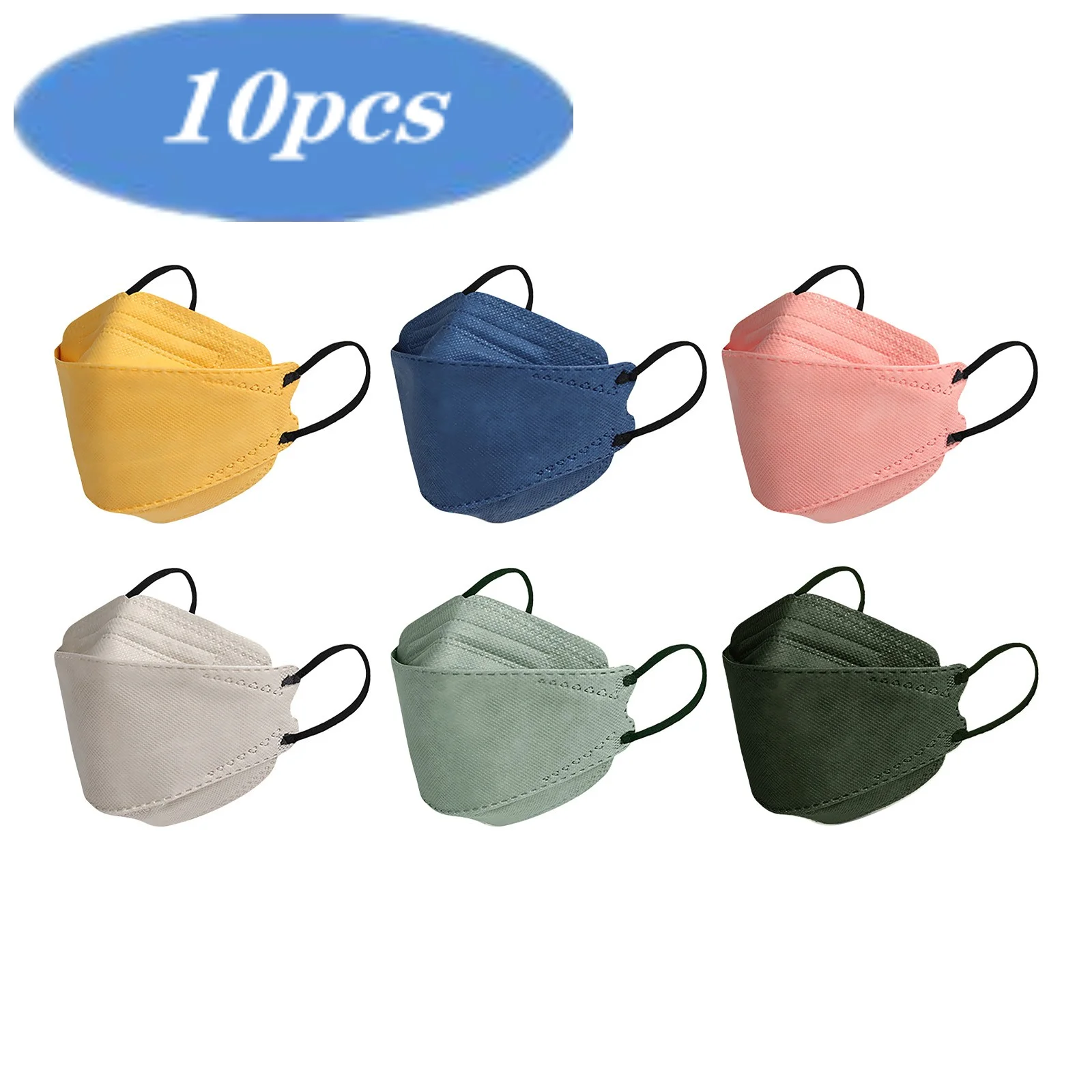 10pcs Adult Disposable Face Mask fish Type 3d 4 ply Covers Fashion