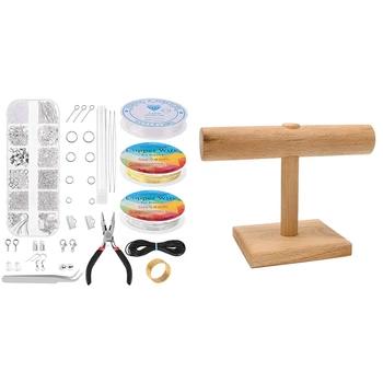 

1 Set Jewelry Making Supplies, Jewelry Repair Kit Jewelry Fixing Kit & 1 Pcs Diy Wood Display T-Bar Watch Bracelet Stand