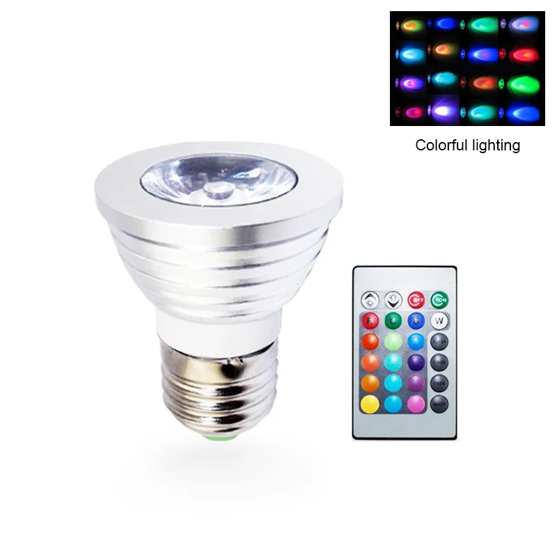 

3W RGB LED Bulb E27 AC 110V 220V LED lamp with IR Remote Control Dimmer Holiday Decor Colorful Night lighting