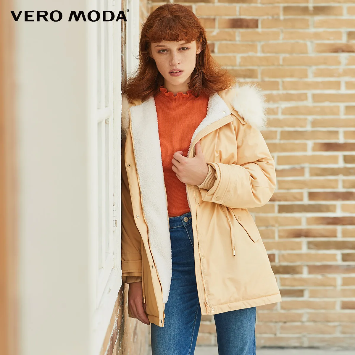 Vero Moda Женское зимнее длинное пальто с капюшоном | 319409503 - Цвет: Mushroom cream