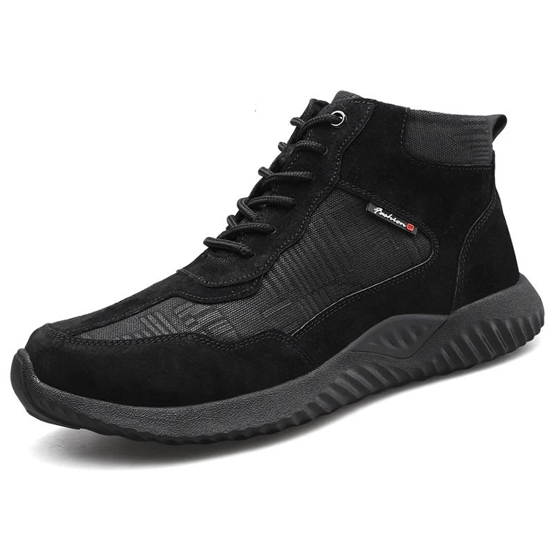 Mens High Top Breathable Shoes Steel Toe Anti-smash Protective Work Shoes Boots Puncture-proof Safety Shoes Spring And Autumn