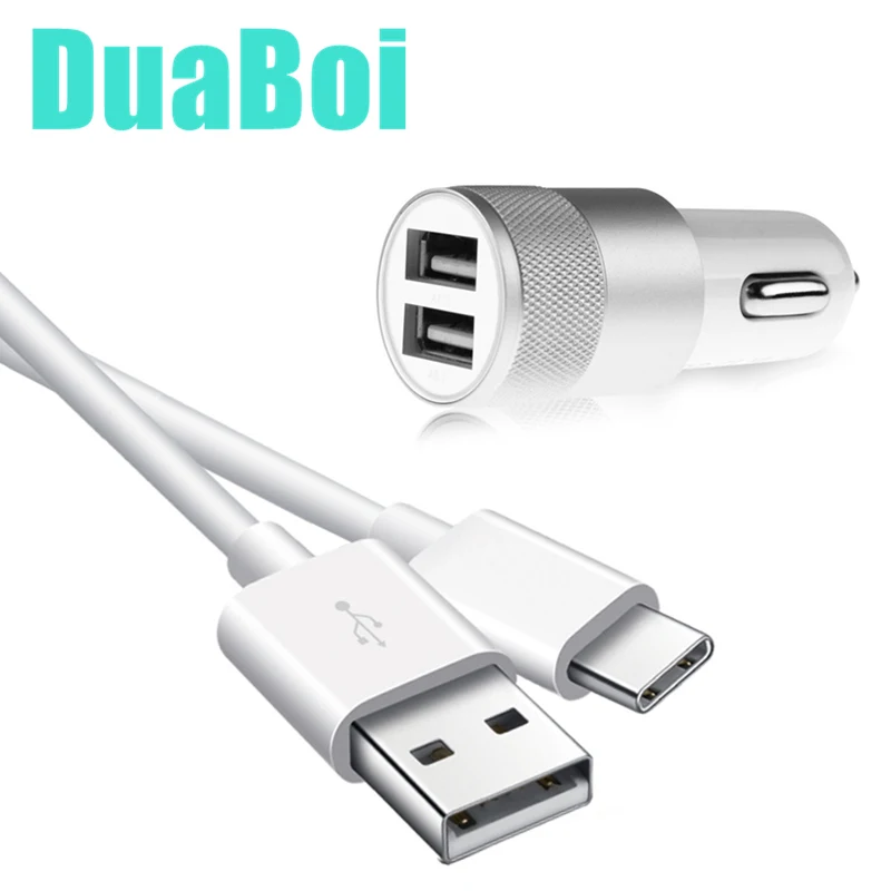 Автомобильное зарядное устройство с двумя USB портами зарядный кабель Type C для Xiaomi
