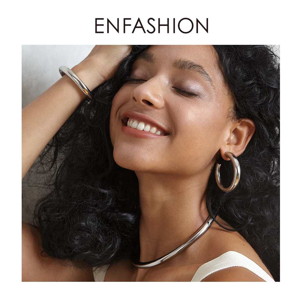 ENFASHION Circle Hoop Earrings For Women Gold Color Earings Stainless Steel Boucle Oreille Femme Fashion Jewelry Wholesale Bulk