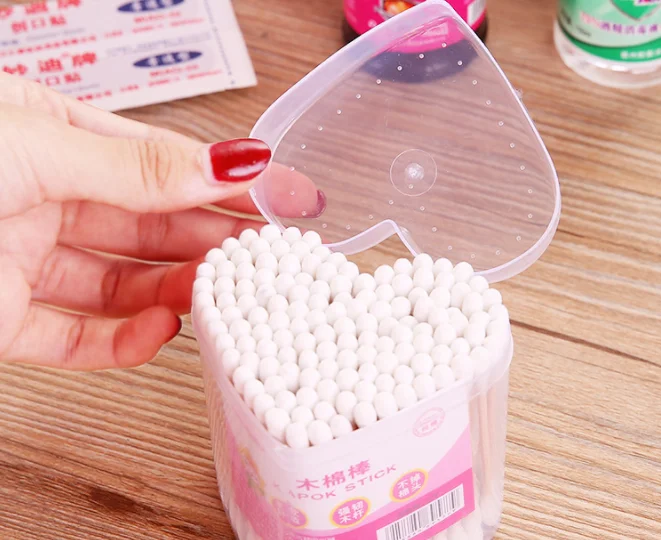 

140Pcs Disposable Makeup Cotton Swabs Eyelash Extension Individual Brush Cotton Soft Swab With Heart Shape Box