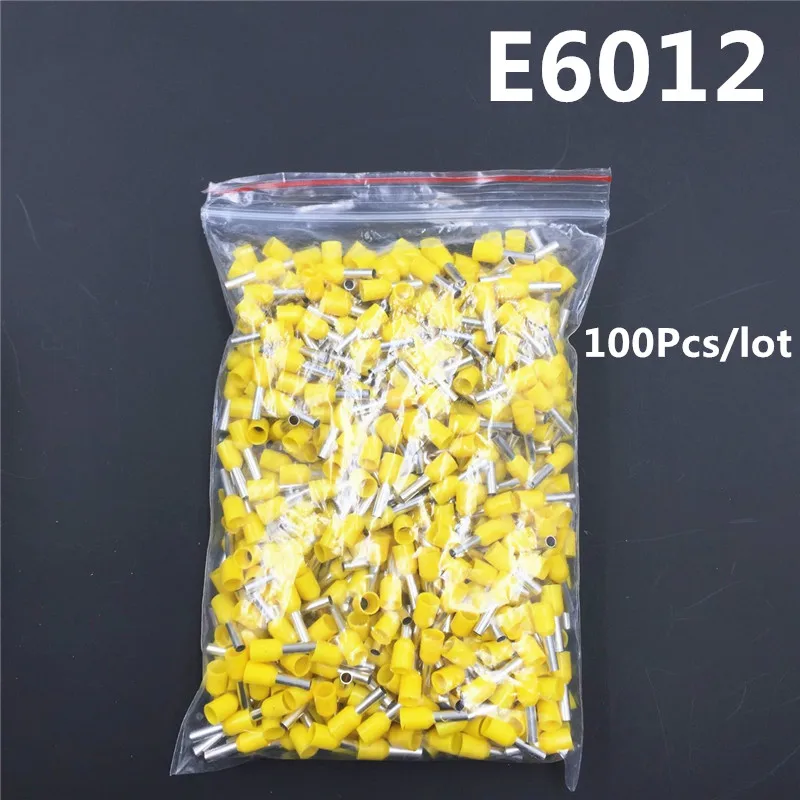 100 шт. E6012 изоляционные трубки терминал 6MM2 10AWG кабель провода разъем изоляционный обжимной E черный желтый синий красный зеленый