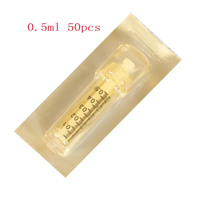 0.5ml ampoule 50pcs 0,3/0,5 мл ампулы для использования с шприцы держать на инъекции гиалуроновой кислоты для губ наполнитель для Гиалуроновый ручка распылитель пистолет безо иголки для губ инъекции гиалуроновой кислоты - Номер модели: 0.5ml ampoule 50pcs