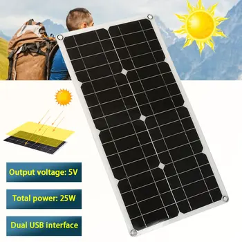 

25W Solar Panel Kit Charging Regulator PWM Multifunctional DIY Inverters DC Line Solar Cell Charger for outdoor & home & roof