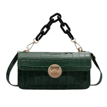 

Thick Chain Designer Stone Pattern PU Leather Crossbody Bags For Women 2020 Luxury Quality Shoulder Messenger Bag Handbags