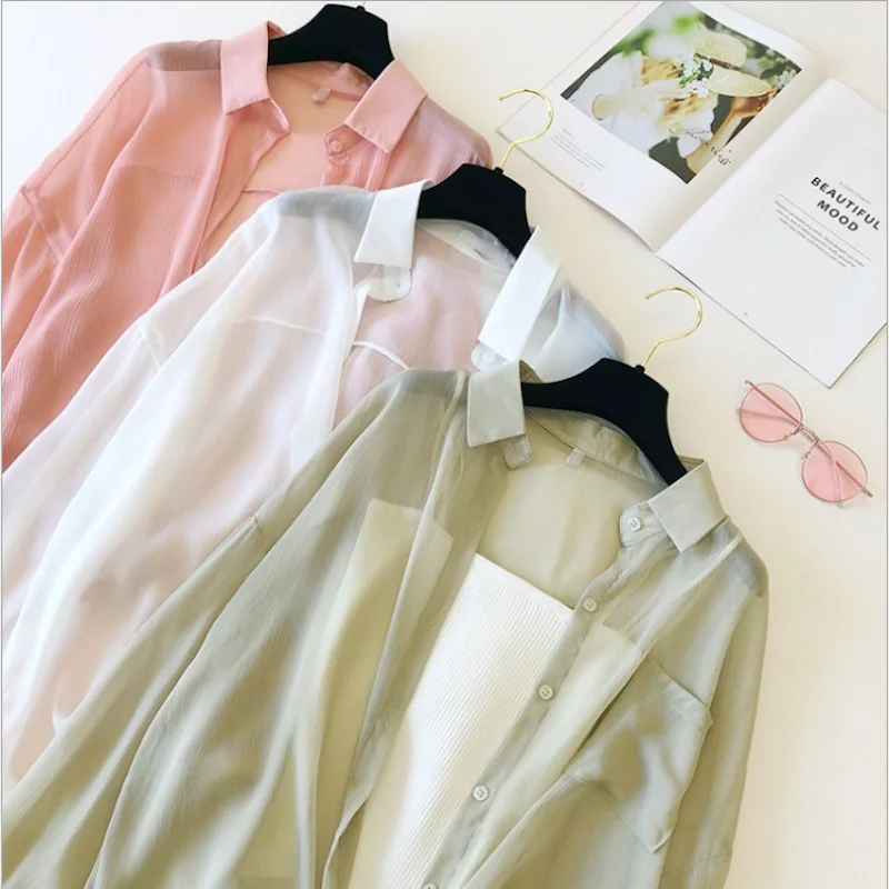 

Casual Loose Blouse WomenTurn Down Collar Long Sleeve Tunic Tops Fashion Elegant Comfortable Relaxed Blouse