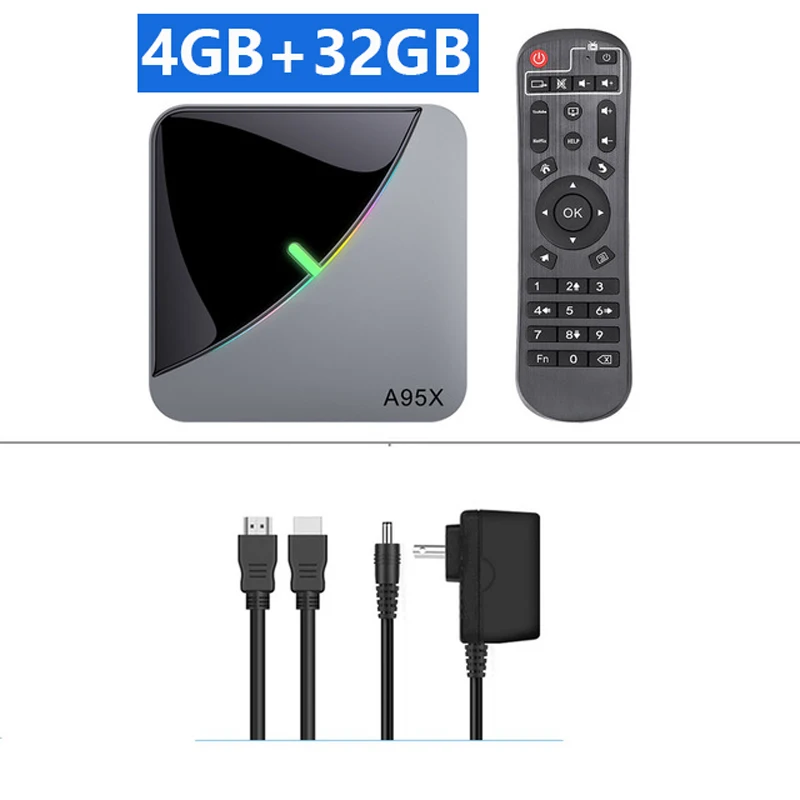 LEMDIOE A95X F3 RGB светильник ТВ приставка Android 9,0 4 Гб 64 ГБ 32 ГБ S905X3 Amlogic Wifi BT ТВ приставка YouTube 1080P 2G 16G медиаплеер - Цвет: 4GB 32GB