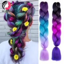

INS FACING Jumbo box braids Synthetic Crochet Hair 24 inch Ombre Braiding Hair Extensions for Women and Kids DIY