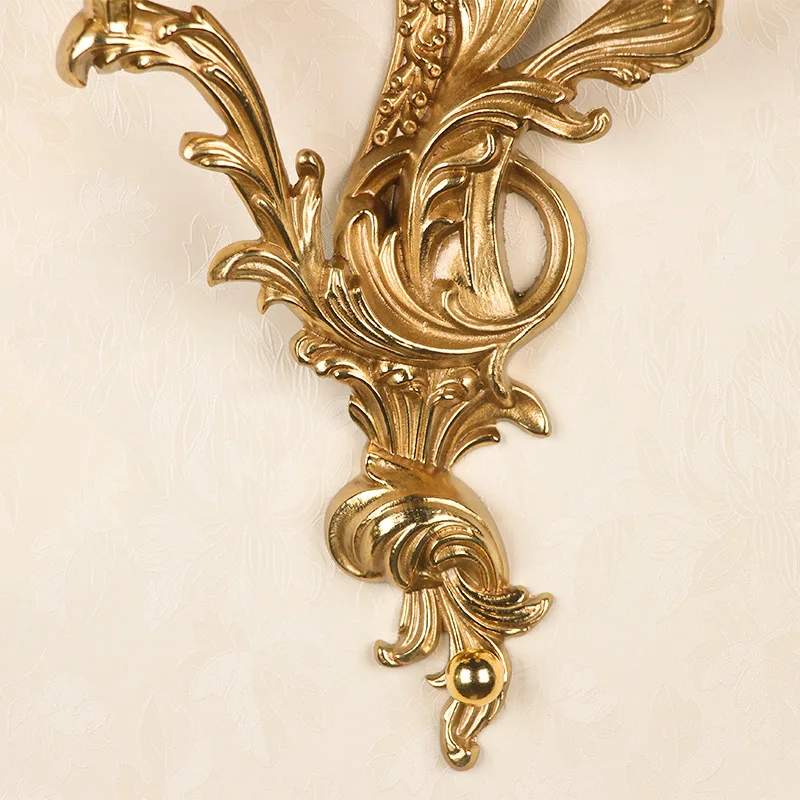 French copper candle wall lamp hotel palace villa retro wall lamp indoor bedroom bedside