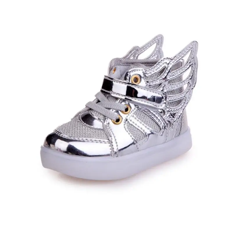 With Wings Kids Sport Running Shoes With Light Sneakers Boy Girls Brand Luminous Casual Canvas Shoes Baby LED Fashion Boots