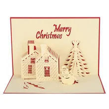 Рождественские открытки 3D всплывающие с Рождеством замок ручной работы на заказ поздравительные открытки Рождественские подарки сувенирные открытки