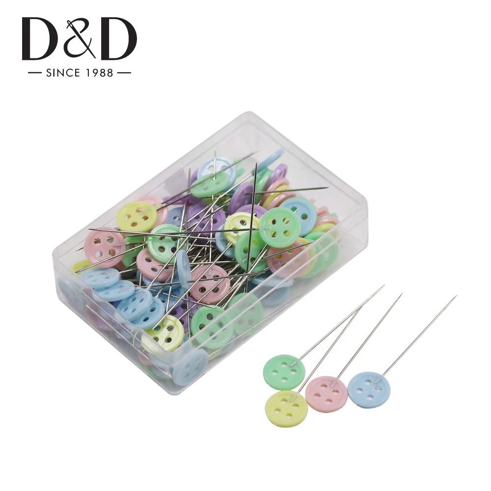 100 Pieces Sewing Pins Flat Head Straight Pins Button Colored Heads