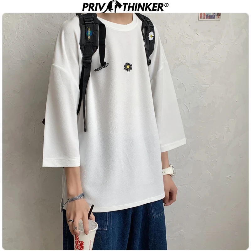 Privathinker 2020 Men Embroidered Little Daisy Print Tshirts Fashion Harajuku T-Shirt Male Streetwear Korean Tshirt Summer | Мужская