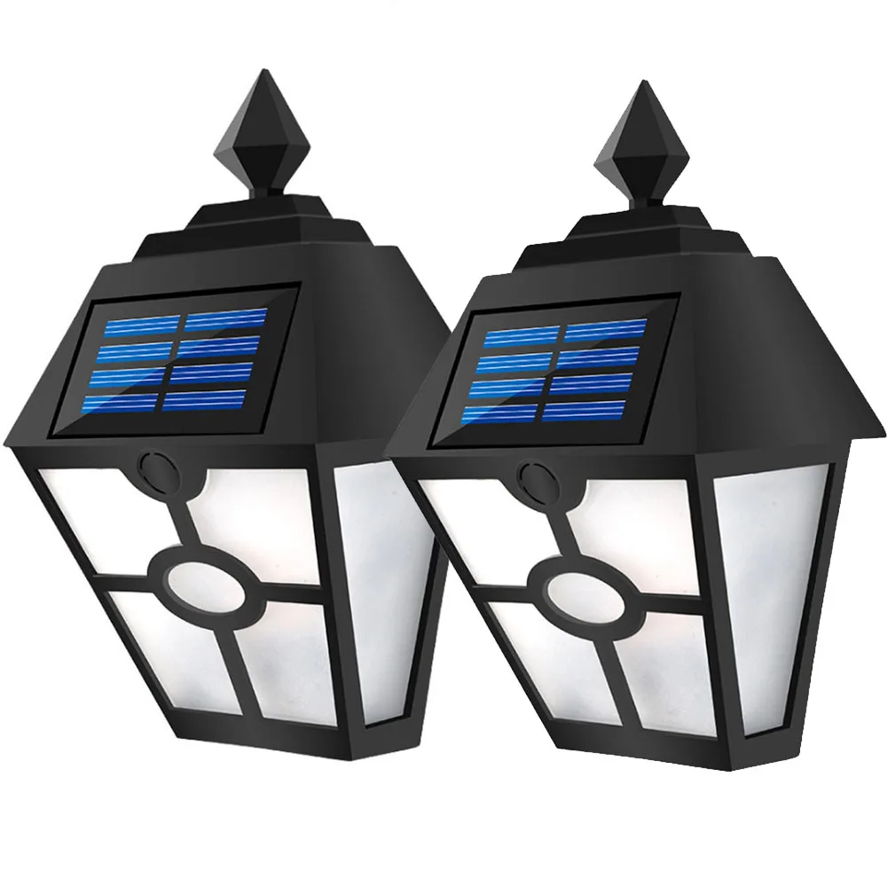 

2x 1x Simulation Dynamic Flame Solar Wall Lamp Auto On Off Outdoor Security Light 600mAh Night Lamp Retro Vila Landscape Light