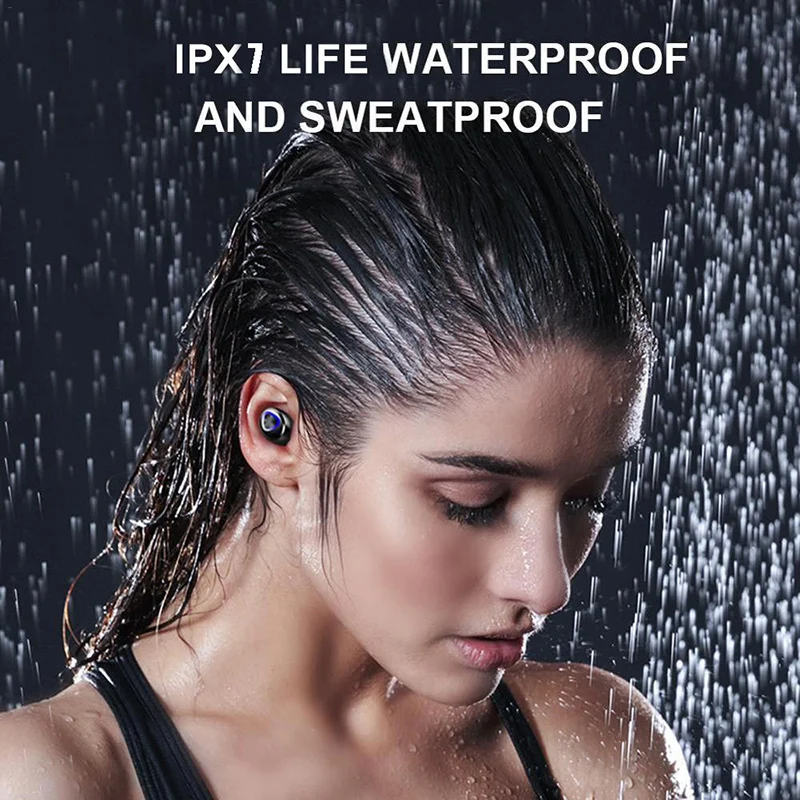 HiFi стерео Bluetooth 5,0 наушники TWS Беспроводные наушники с шумоподавлением IPX7 Водонепроницаемая гарнитура 3 светодиодный дисплей спортивные наушники