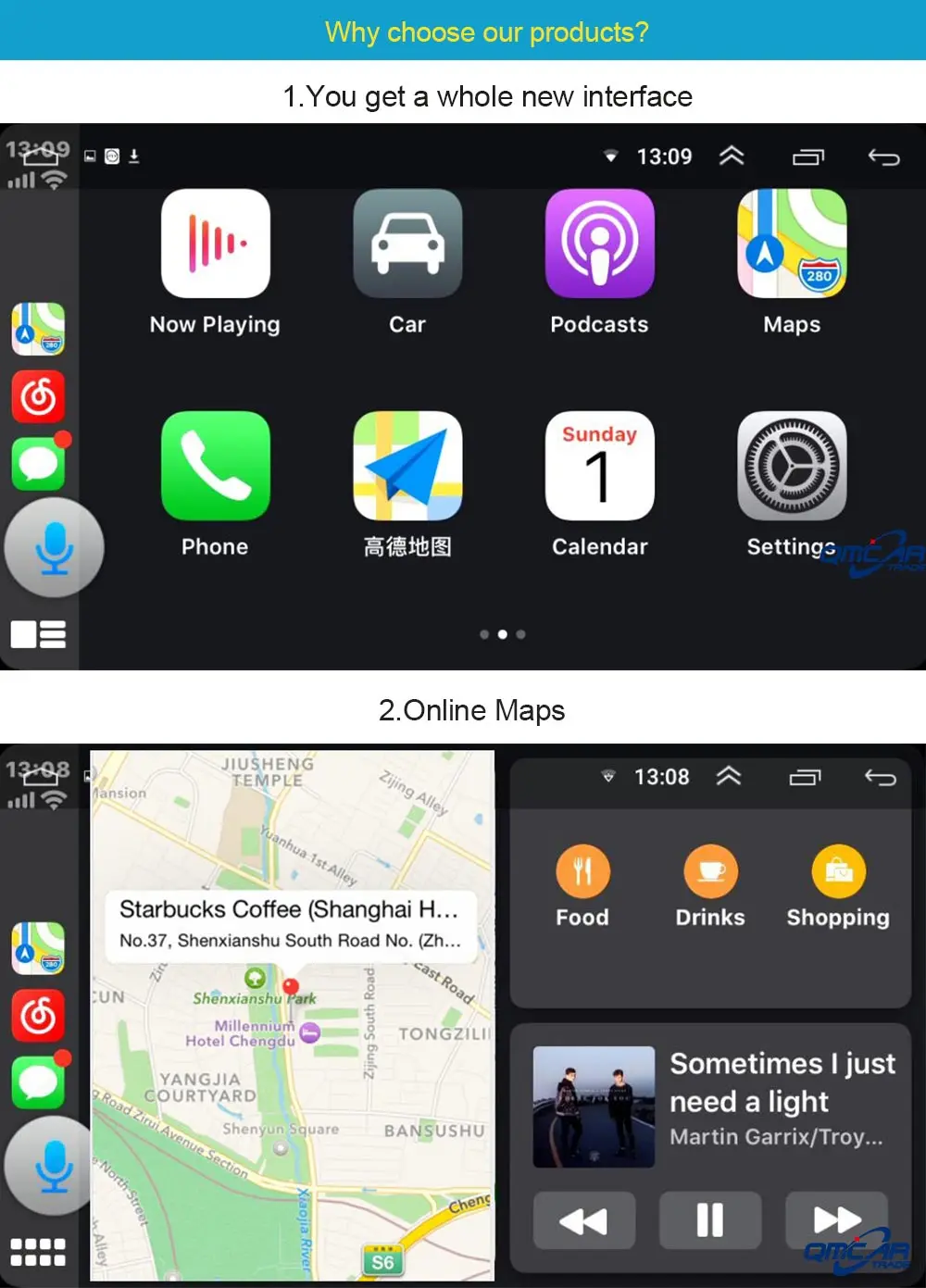 QMCAR Smart link проводной Apple USB CarPlay Dongle для Android автомобильный мини USB Carplay Stick с Android Auto Plug and Play модифицированный