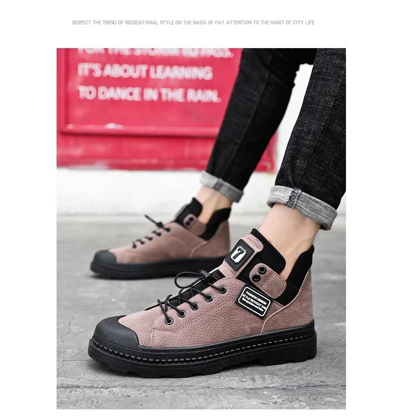 Casual Tooling Boots Men's Autumn New Boots Korean Version Of The Wild Casual Sports High-top Set Foot Shoes Zapatos De Homre