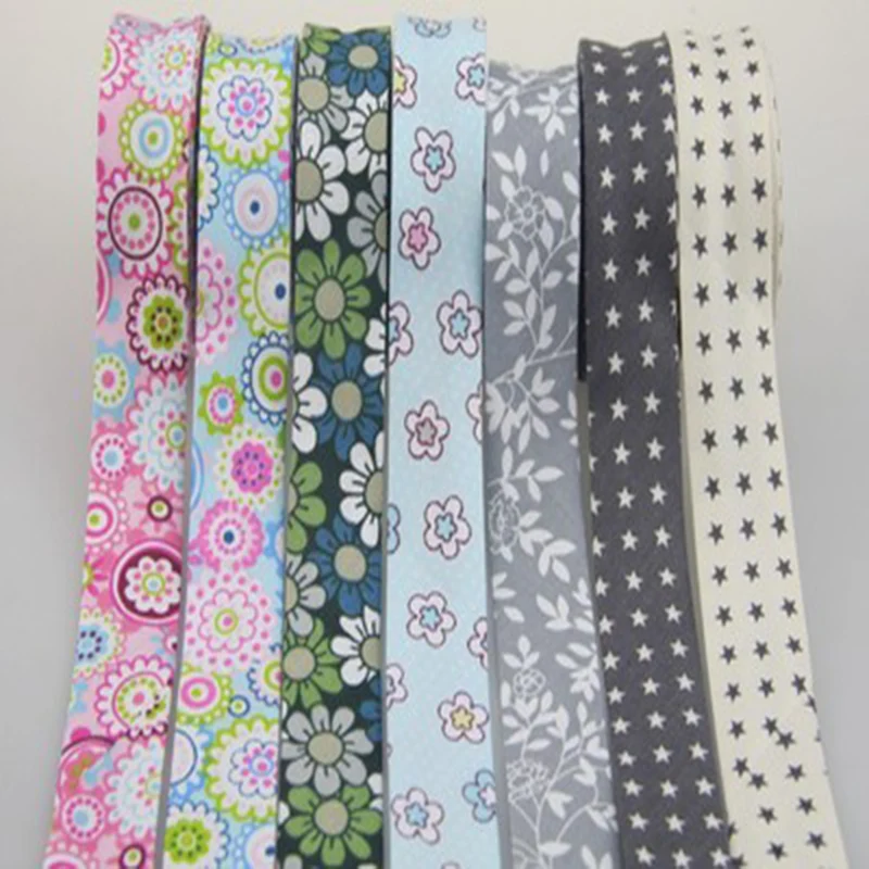Cotton Bias Binding Tape Flower Stripe Star Printing 25mm width DIY Ribbon