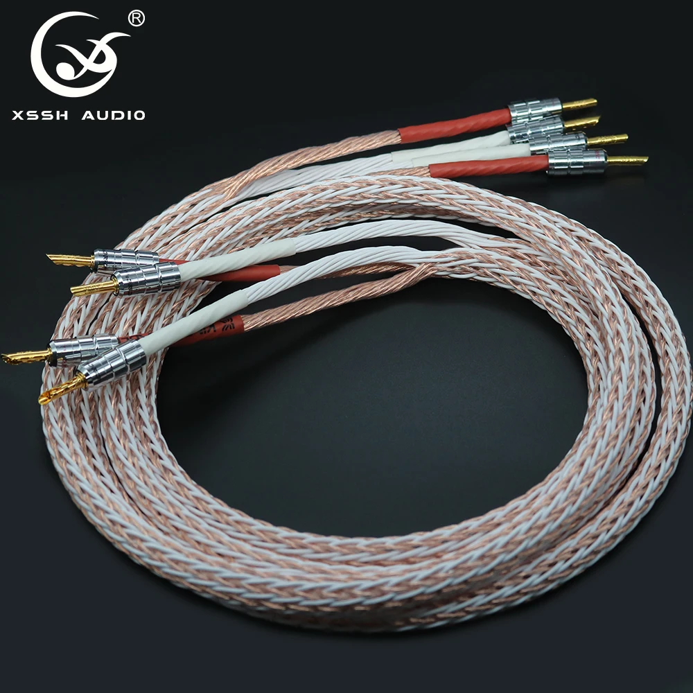 Linea Audio Xssh Hi-End Fai Da Te Hifi Oro Rodiato Y Vanga A Spina A Banana 12Tc 24 Core Occ Cavo Altoparlante In Rame Puro Cavo Cavo