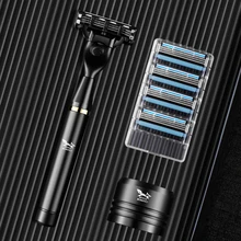 Черная ручная бритва, три слоя лезвий, бритва для мужчин, бритва, лезвия, безопасные бритвы, уход за лицом, бритвы для бороды, подарочная коробка