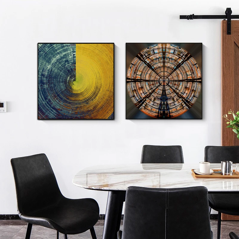 Industrial Circular Abstract Oil Painting Print on Canvas Poster Wall Art Annual Ring Decorative Painting For Living Room Decor