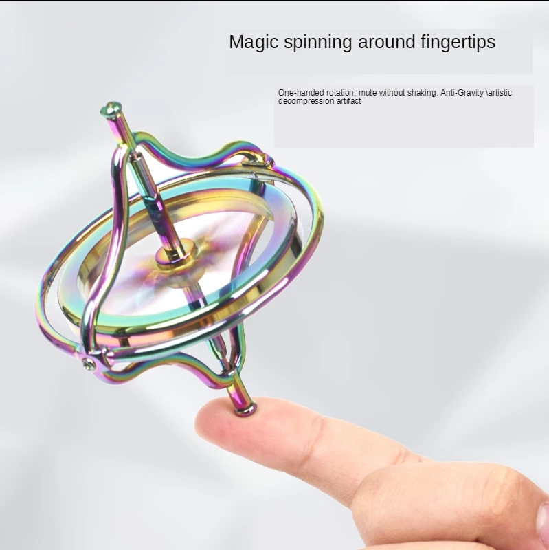 

Desktop Stress Relief Gyroscop Aluminum Alloy Decompression Hypnosis Rotary Gyro Adult Fingertip Toy Kinetic Round Metal Spinner